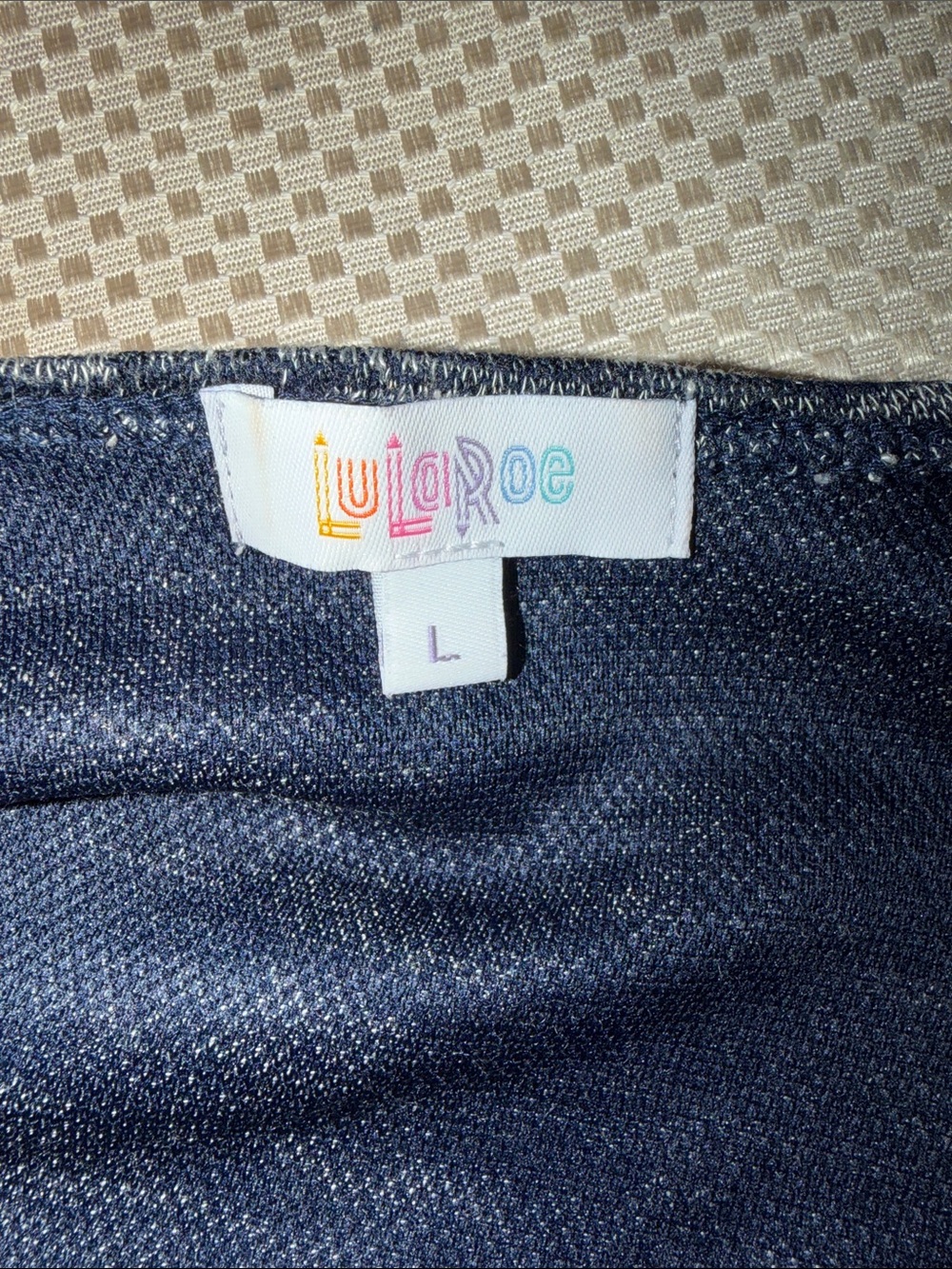 LuLaRoe L Sarah Navy White Heather Long Duster - Picture 9 of 10